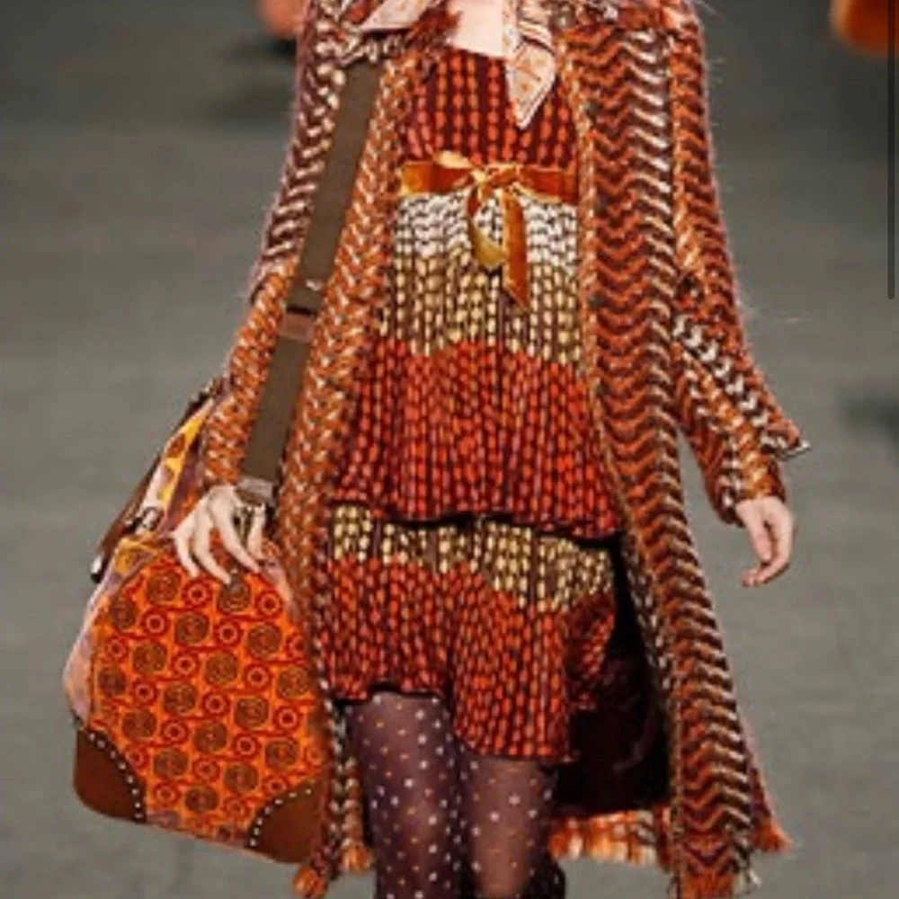 Anna Sui Fall 2006 Burnt Orange Woven Wool Coat RARE size 8 - Picture 7 of 8
